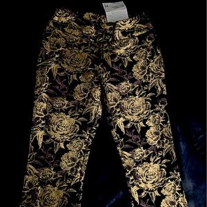 GOLD ROSE PRINT PANTS(BRAND NEW/NEVER WORN!!!!)